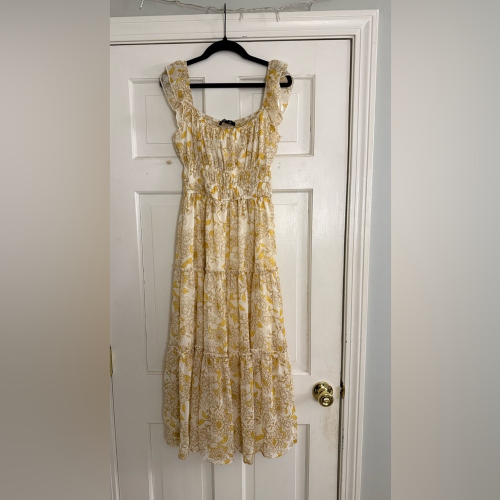 Yellow Floral Midi Dress